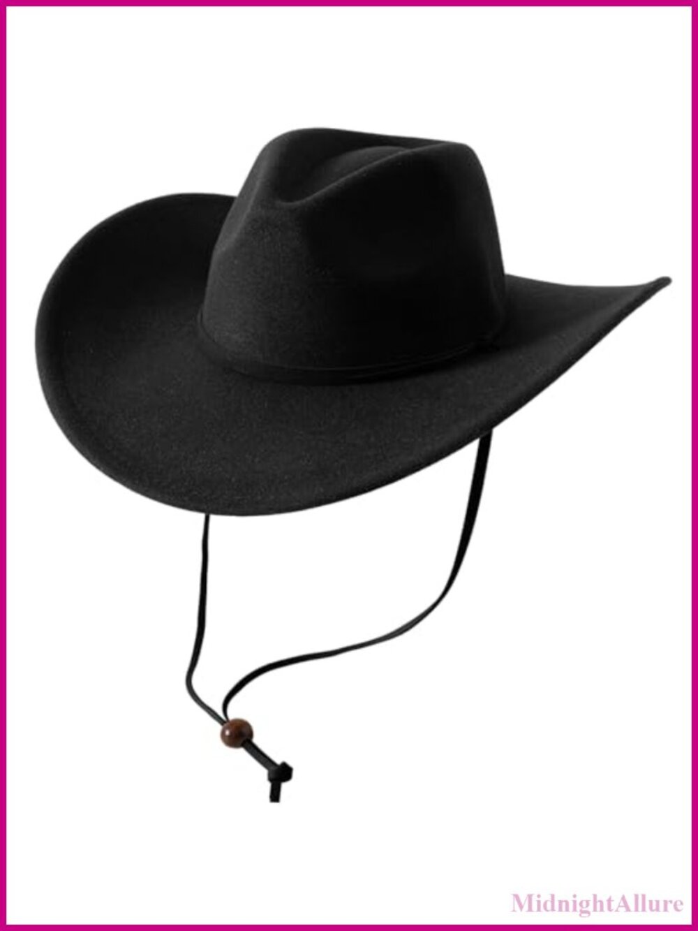 Felt Wide Brim Western Cowboy Hat with Wind Lanyard